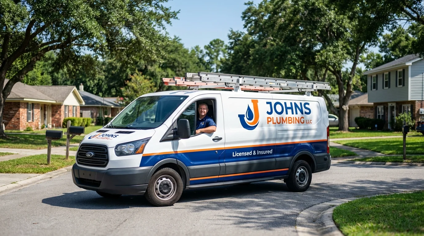 Johns Plumbing LLC service van in Lebanon, NJ