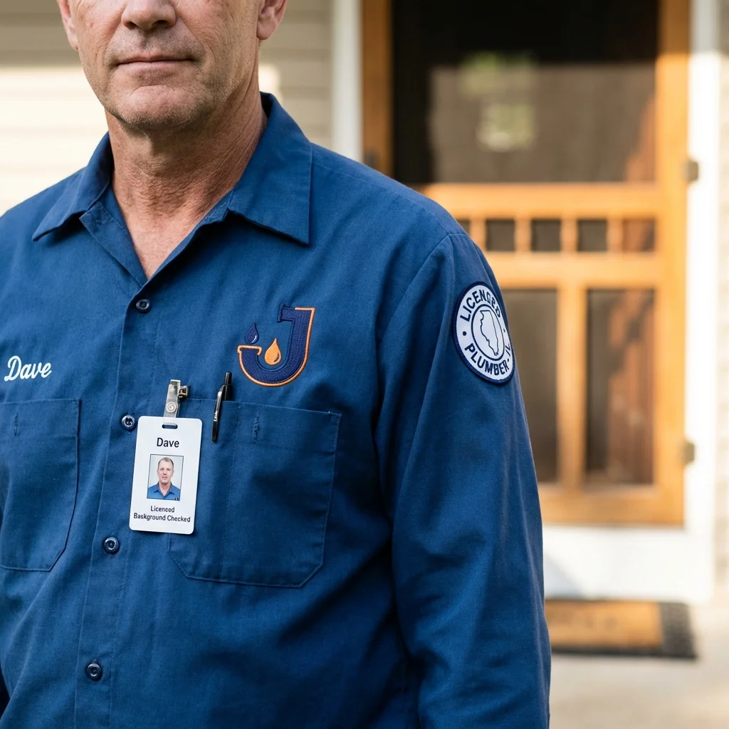 Licensed plumber showing ID badge in Lebanon, NJ