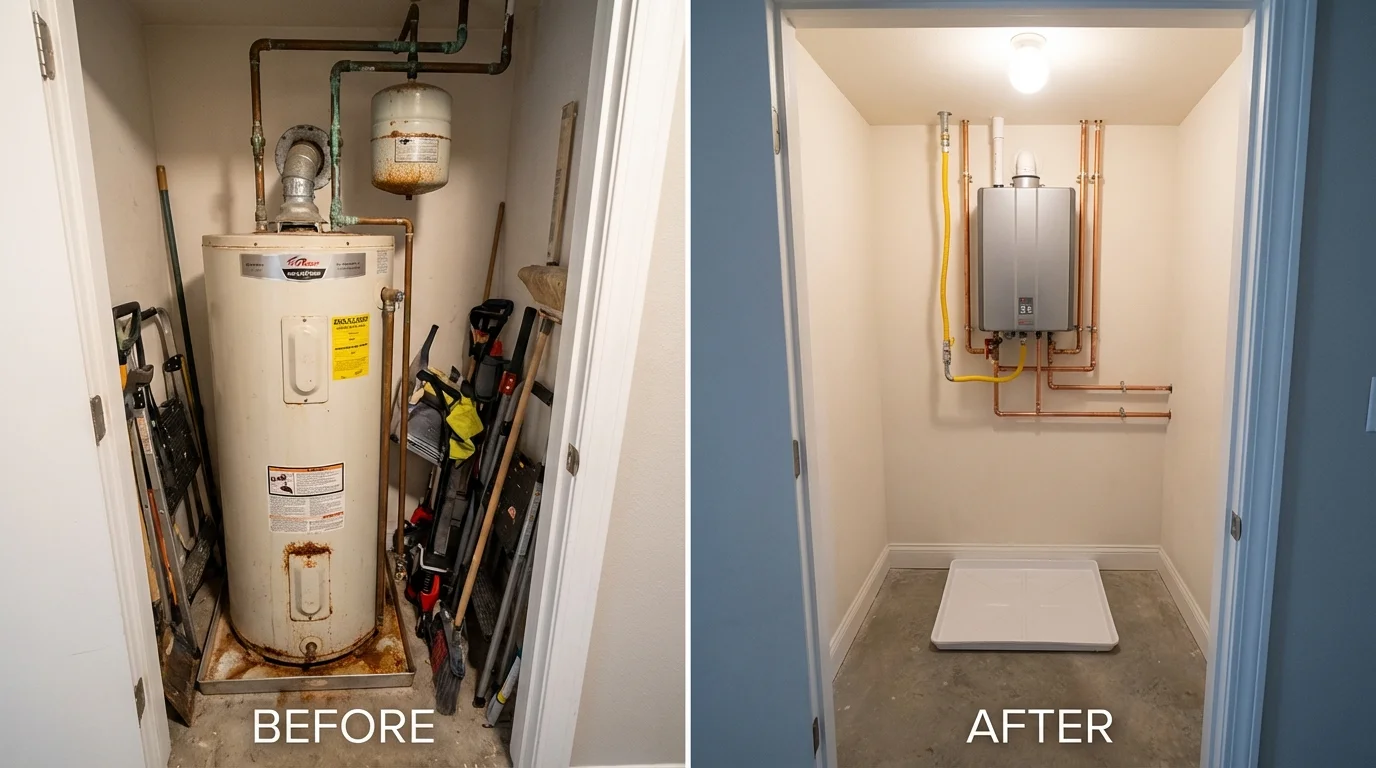 Tank water heater versus wall-mounted tankless unit comparison for Lebanon, NJ homeowners